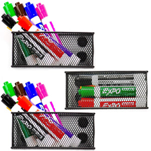 Budget workablez magnetic locker organizer set of 3 mesh pencil holder baskets with extra strong magnets perfect marker and pen storage holds securely your whiteboard and locker accessories