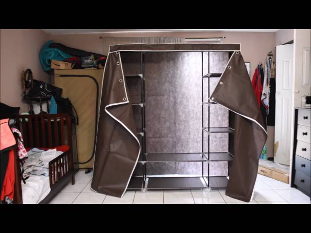loving this 59" portable clothes closet wardrobe storage organizer with curtain and 12 shelves form Songmics! I simply love the design and the space that this ...