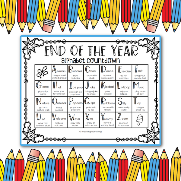 End of the Year Alphabet Countdown Calendar