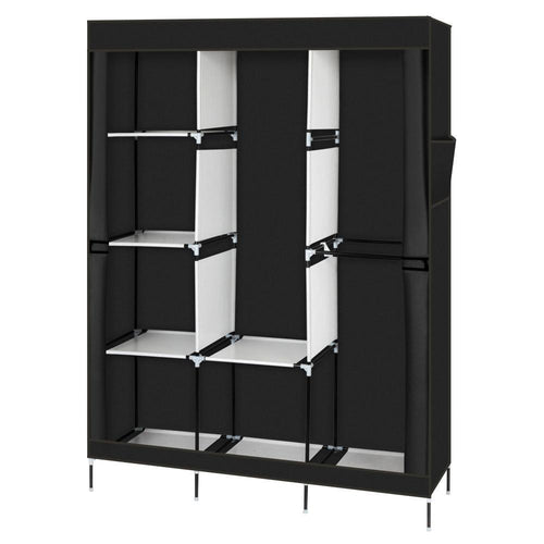 71" Portable Closet Wardrobe Clothes Rack Storage Organizer with Shelf Black
