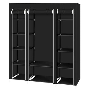 69&quot; Portable Clothes Closet Wardrobe Storage Organizer with Non-Woven Fabric Quick and Easy to Assemble Extra Strong and Durable Black