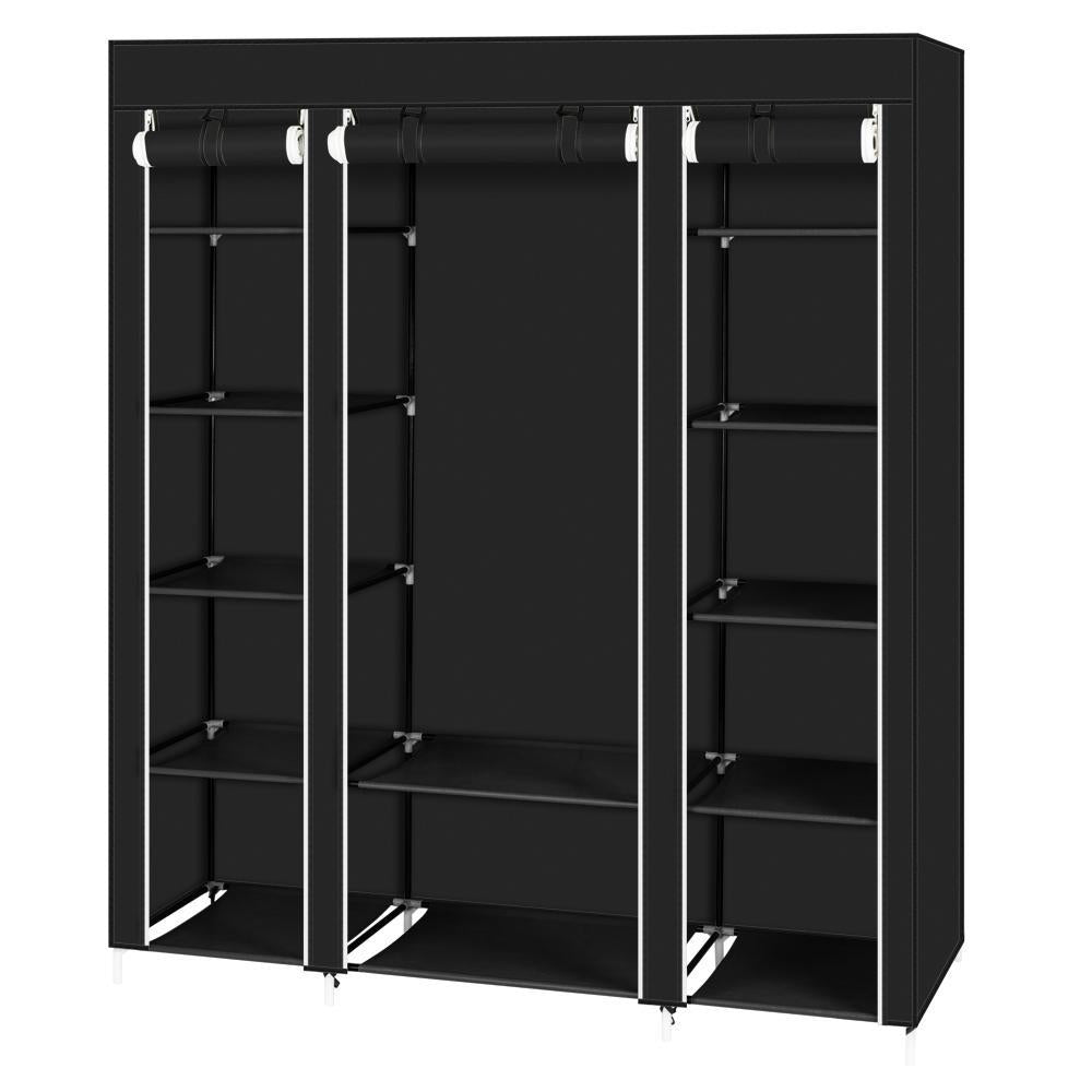 69" Portable Clothes Closet Wardrobe Storage Organizer with Non-Woven Fabric Quick and Easy to Assemble Extra Strong and Durable Black