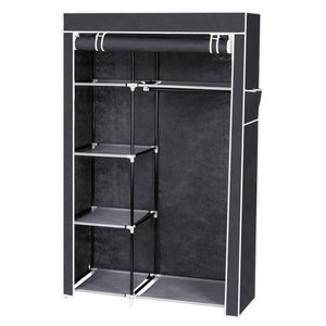 64&quot; Portable Closet Storage Organizer Wardrobe Clothes Rack with Shelves Gray