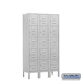 Online shopping salsbury industries assembled 5 tier box style standard metal locker with three wide storage units 5 feet high by 15 inch deep gray