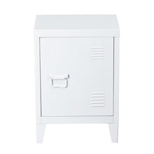Load image into Gallery viewer, On amazon houseinbox metal locker organizer side end table office file storage 2 shelves detachable 4 legs size 15 9 x 12 x 22 6 white