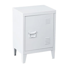 Load image into Gallery viewer, Kitchen houseinbox metal locker organizer side end table office file storage 2 shelves detachable 4 legs size 15 9 x 12 x 22 6 white