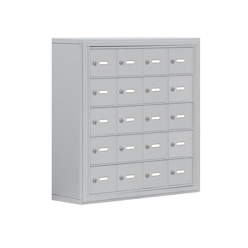 Great salsbury industries aluminum 5 door high surface mounted cell phone storage locker unit with 20 a size doors and master keyed locks