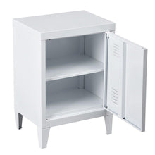 Load image into Gallery viewer, Home houseinbox metal locker organizer side end table office file storage 2 shelves detachable 4 legs size 15 9 x 12 x 22 6 white