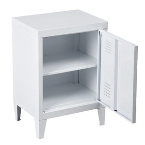 Home houseinbox metal locker organizer side end table office file storage 2 shelves detachable 4 legs size 15 9 x 12 x 22 6 white