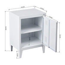 Load image into Gallery viewer, New houseinbox metal locker organizer side end table office file storage 2 shelves detachable 4 legs size 15 9 x 12 x 22 6 white