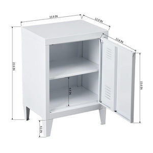 New houseinbox metal locker organizer side end table office file storage 2 shelves detachable 4 legs size 15 9 x 12 x 22 6 white