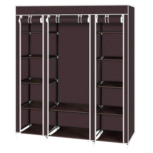 Amashion 69" 5 Tier Portable Clothes Closet Wardrobe Storage Organizer with Non-Woven Fabric Quick and Easy to Assemble (Dark Brown)