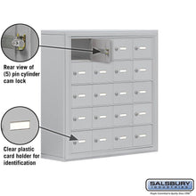 Load image into Gallery viewer, Kitchen salsbury industries aluminum 5 door high surface mounted cell phone storage locker unit with 20 a size doors and master keyed locks