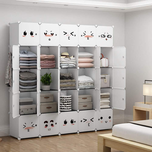 YOZO Modular Closet Portable Wardrobe Dreeser Organizer Clothes Storage Organizer Chest of Drawers Cube Shelving for Teens Kids DIY Furniture, White, 8 Cubes