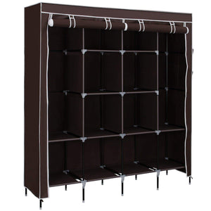 SONGMICS 67 Inch Wardrobe Armoire Closet Clothes Storage Rack 12 Shelves 4 Side Pockets, Quick and Easy to Assemble, Brown URYG44K