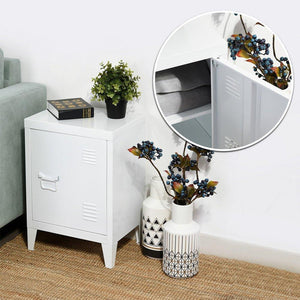 Latest houseinbox metal locker organizer side end table office file storage 2 shelves detachable 4 legs size 15 9 x 12 x 22 6 white