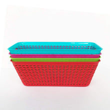 Load image into Gallery viewer, Amazon small colorful plastic baskets rectangle tray pantry organization and storage kitchen cabinet spice rack food shelf organizer organizing for desks drawers weave deep closets lockers