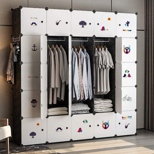 YOZO Closet Organizer Portable Wardrobe Cloth Storage Bedroom Armoire Cube Shelving Unit Dresser Cabinet DIY Furniture, Black, 25 Cubes