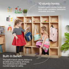 Load image into Gallery viewer, Online shopping ecr4kids birch school coat locker for toddlers and kids 5 section coat locker with bench and cubby storage shelves commercial or personal use certified and safe 48 high natural