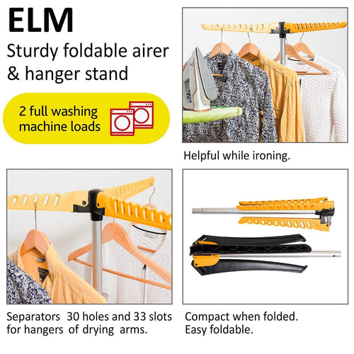 Artmoon Elm Collapsible Clothes Drying Rack Foldable Tripod Hanger Stand Portable Indoor/Outdoor Durable Constuction Up to 63 hangers