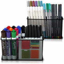 Load image into Gallery viewer, Online shopping large magnetic locker organizer set of 2 mesh pencil holder baskets with extra strong magnets perfect marker and pen storage holds securely your whiteboard and locker accessories