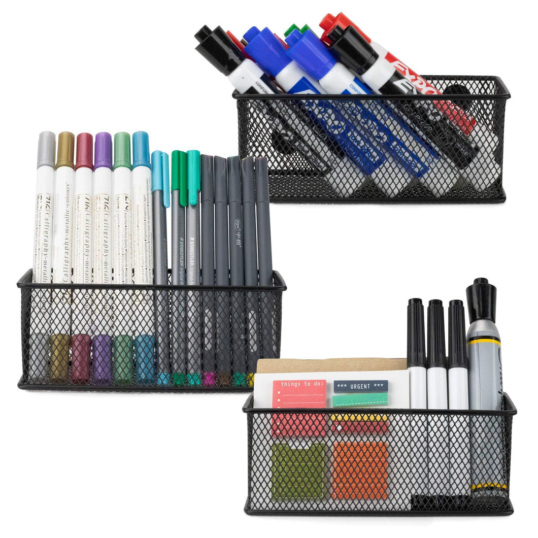 Best seller  workablez magnetic locker organizer set of 3 mesh pencil holder baskets with extra strong magnets perfect marker and pen storage holds securely your whiteboard and locker accessories