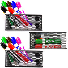 Load image into Gallery viewer, Budget workablez magnetic locker organizer set of 3 mesh pencil holder baskets with extra strong magnets perfect marker and pen storage holds securely your whiteboard and locker accessories