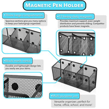 Load image into Gallery viewer, Storage essentialmate magnetic pen holder 12 strong magnets 3 storage compartments magnetic organizer for refrigerator office organization locker accessories