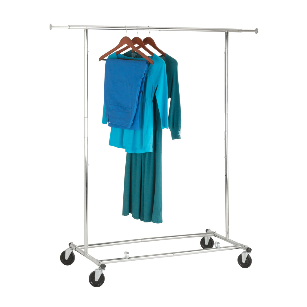 Collapsible Expandable Rolling Garment Rack, Chrome