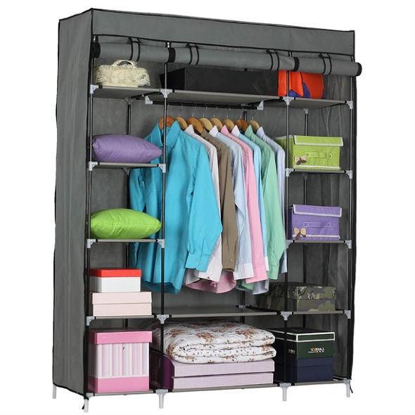 Grey 52-inch Portable Closet Wardrobe Shelving Unit