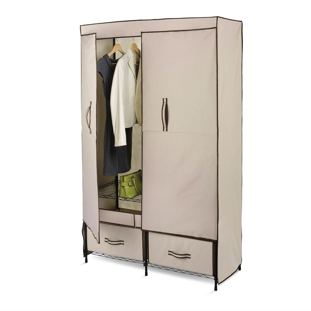 43-inch Tan Portable Closet Clothes Organizer Wardrobe
