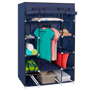13-Shelf Closet Organizer w/ Fabric Cover & Hanging Rod