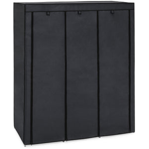 9-Shelf Portable Fabric Closet w/ Cover and Adjustable Rods - Black