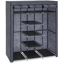 Load image into Gallery viewer, 9-Shelf Portable Fabric Closet w/ Cover and Adjustable Rods - Gray