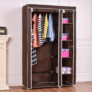 69" Portable Closet Storage Organizer Clothes Wardrobe Shoe Rack W/6 Shelf Brown Hw54397Bn