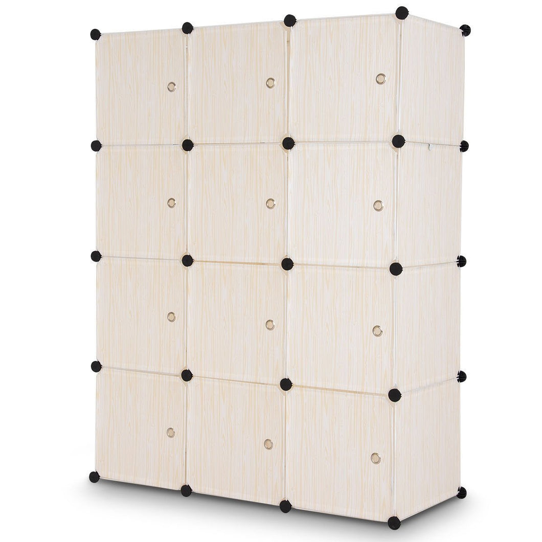 DIY Cube Portable Closet Wardrobe Storage Cabinet with Doors-Beige